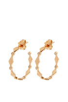 Morocco Mosaic Hoop Earrings, 18k Rose Gold with Diamonds